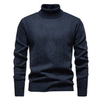 Pull torsadé à col roulé pour homme