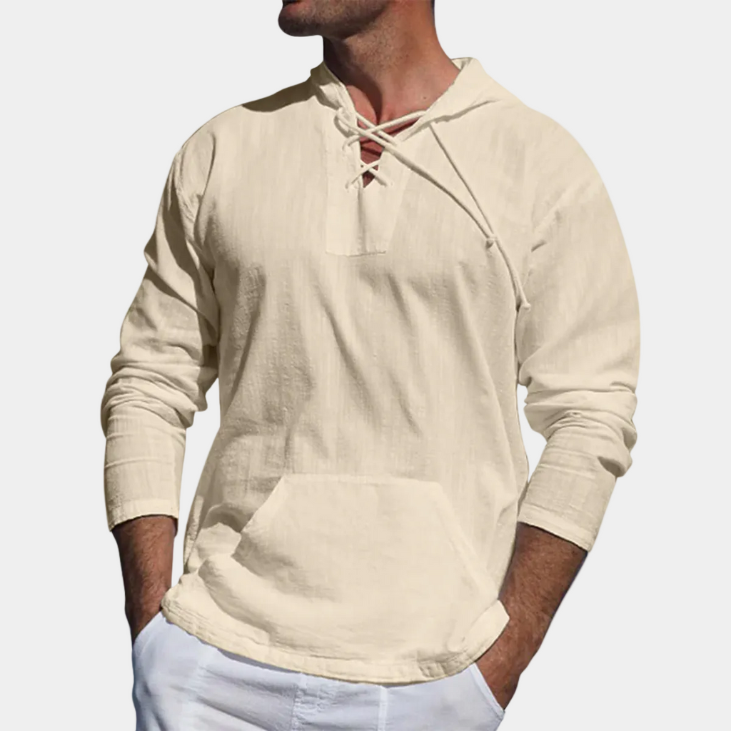 Pull homme à capuche lacets