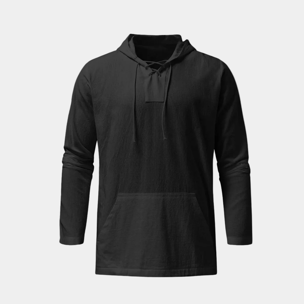 Pull homme à capuche lacets