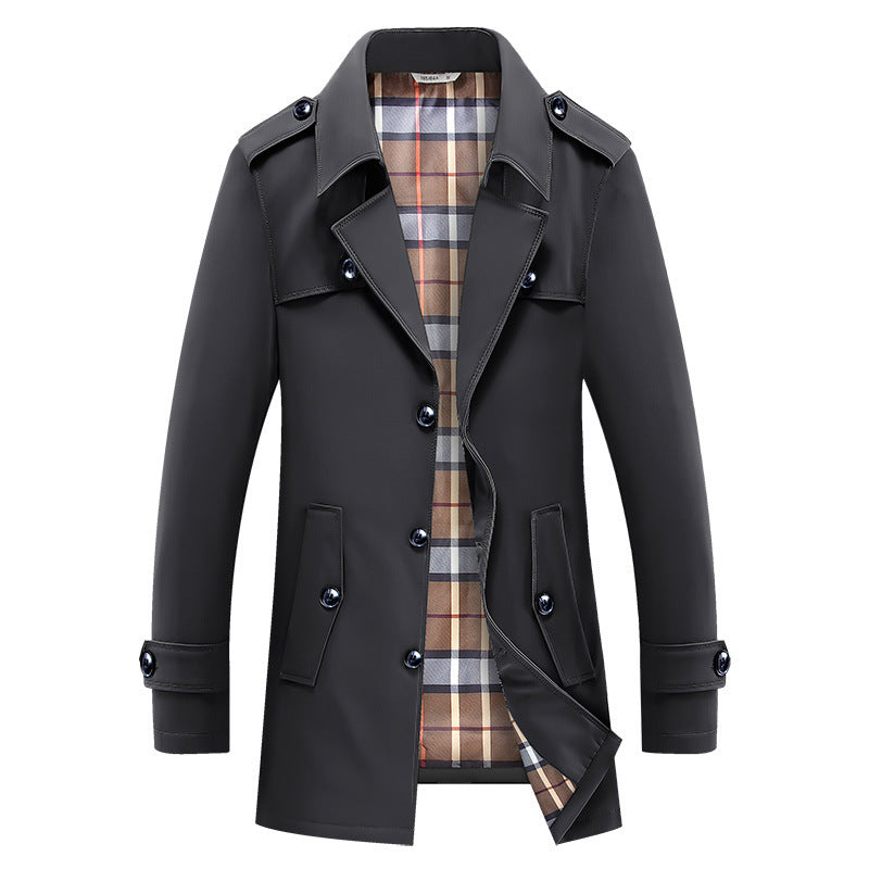 Trench homme à manches longues boutonné