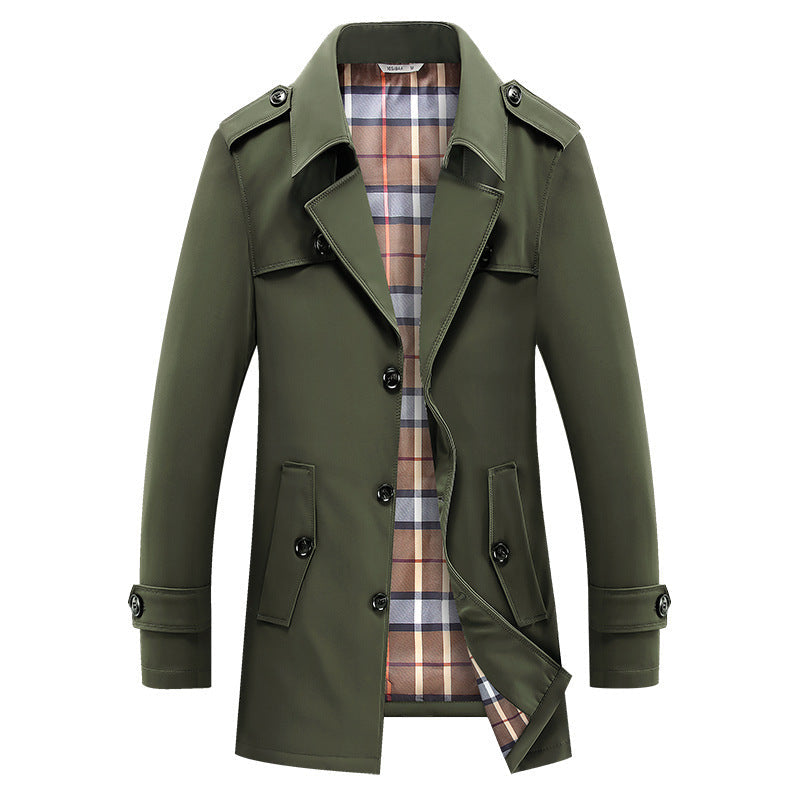 Trench homme à manches longues boutonné