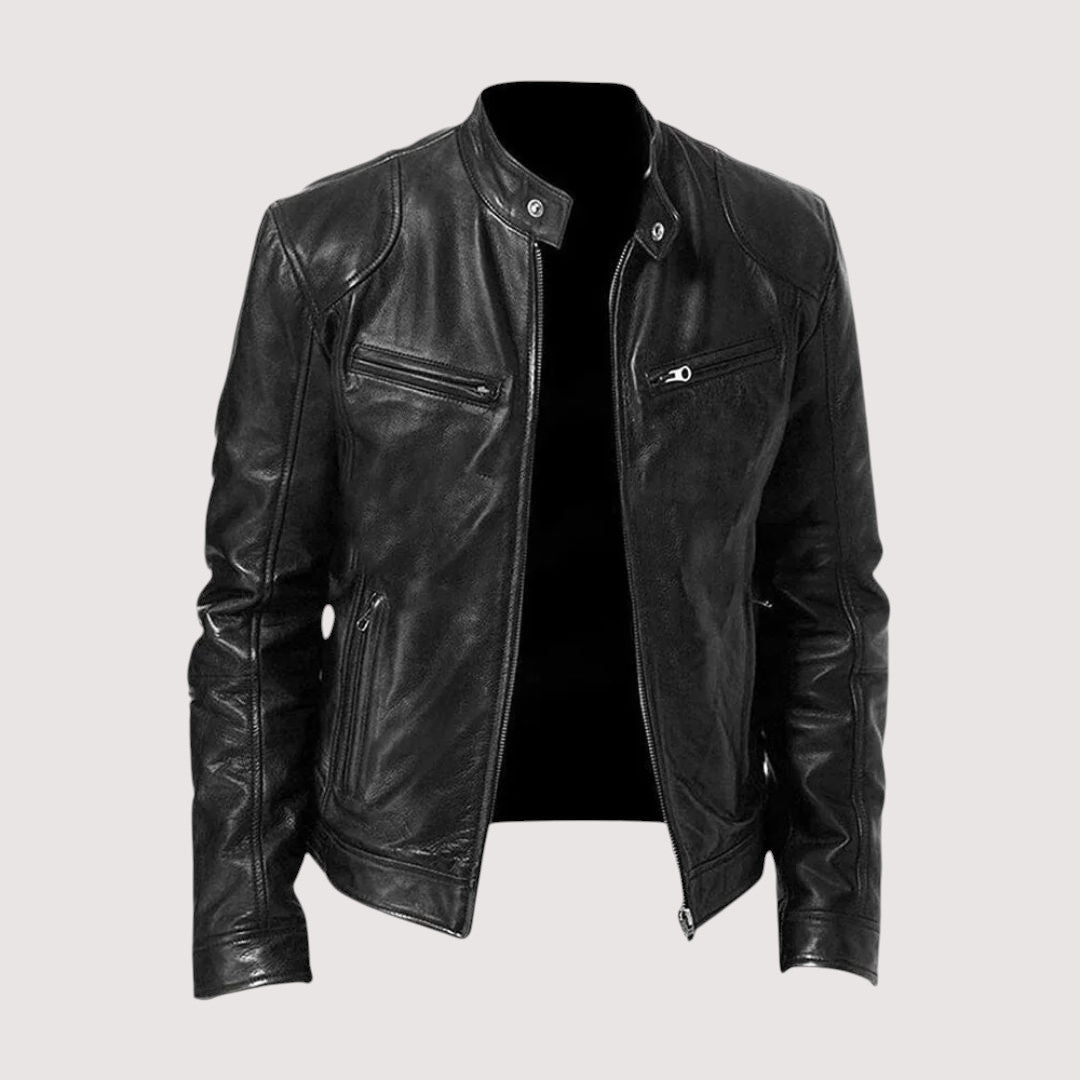 Veste homme en cuir zippée
